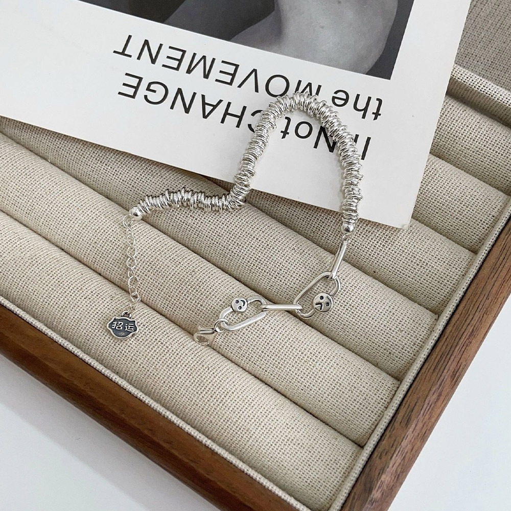 笑臉手鍊 銀圈手鍊 哭臉手鍊 飾品 s925純銀 招運小銀牌 韓版手鍊 女生手鍊 純銀手鍊 手鍊 銀飾 生日禮物 480