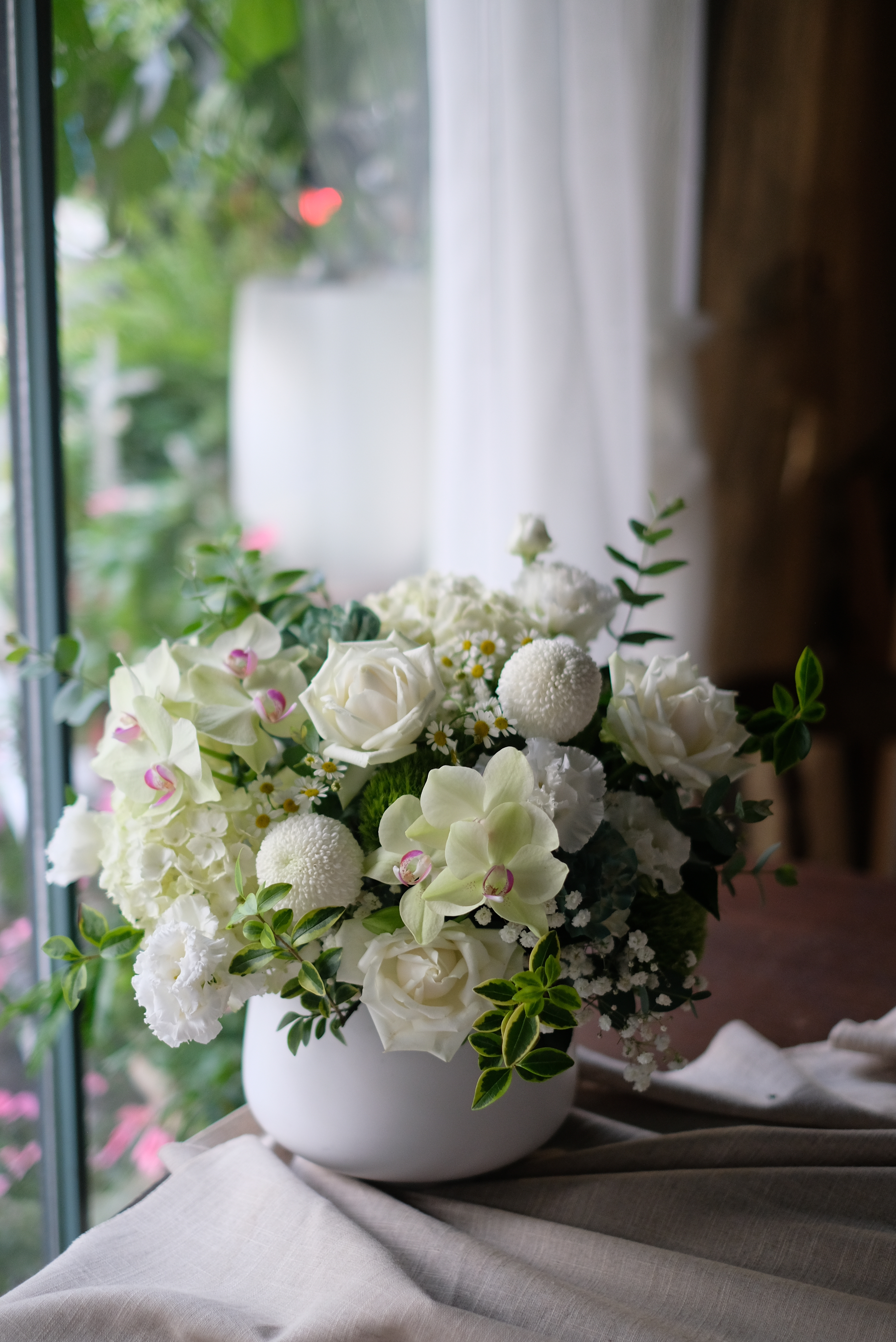 經典款|白綠色盆花