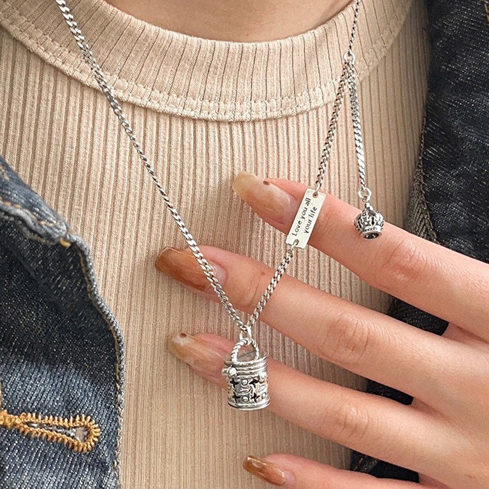 皇冠吊墜項鍊 尼泊爾烏盒項鍊 蓋可打開 項鍊 飾品 銀飾 s925純銀 空心吊墜 男女適用 女生項鍊 純銀項鍊 470