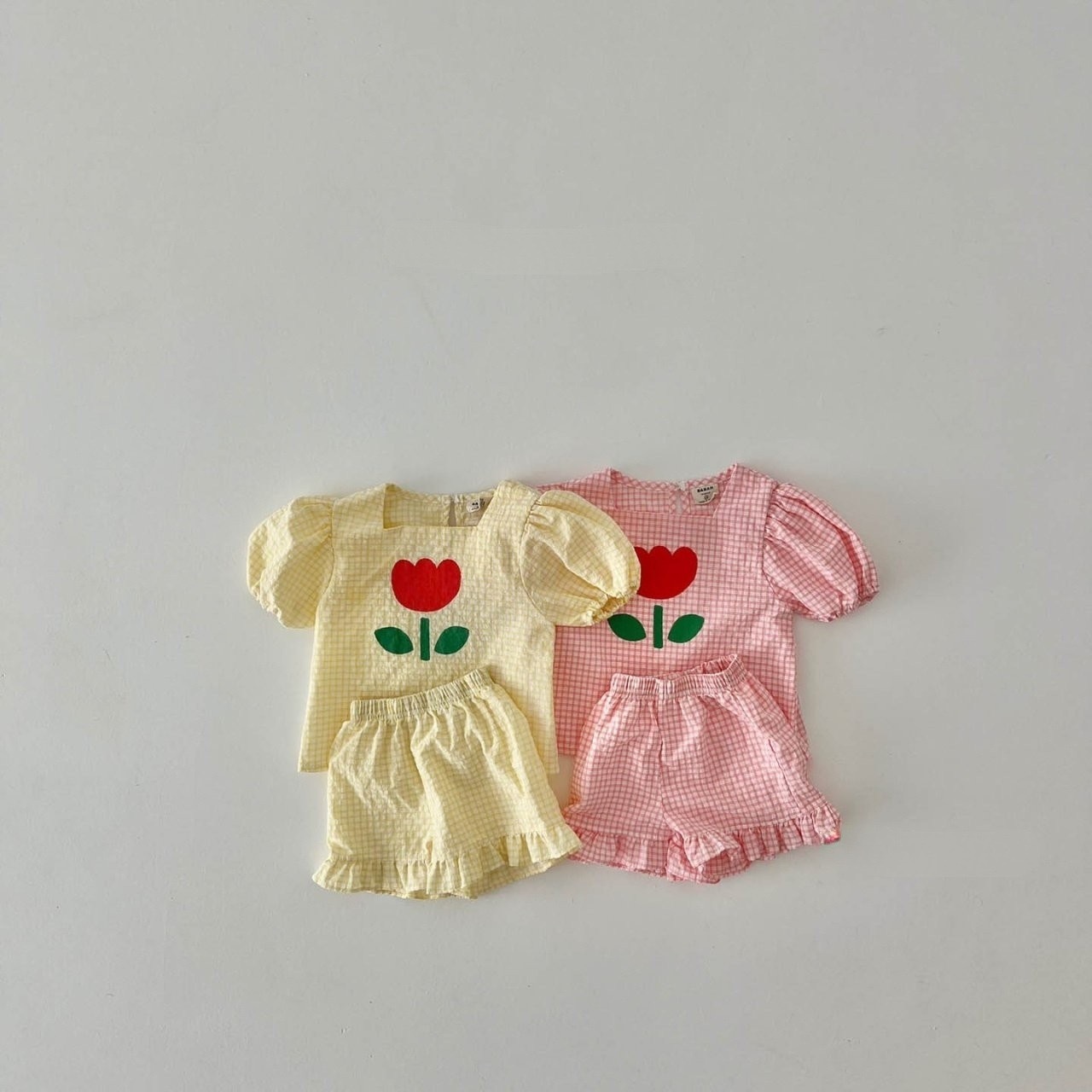 兩色鬱金香格子套裝