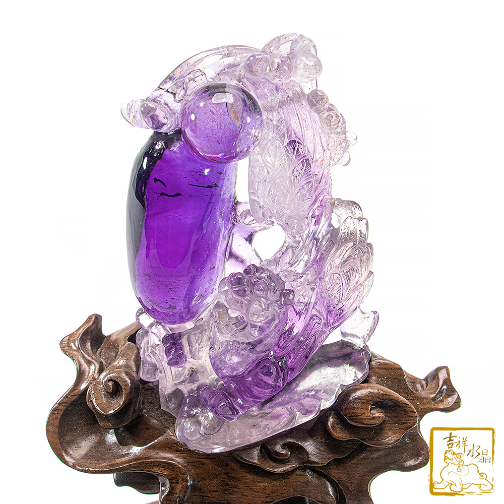 紫超七飛天貔貅 331g 開運旺財