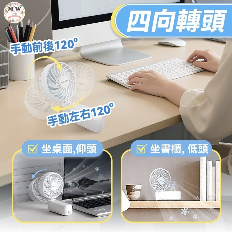 日本Yohome|全場景Flexi-fit掛夾立轉持吸便用雙葉強風長續航無線迷你風扇PRO (全球首創)|原裝行貨  一年保養