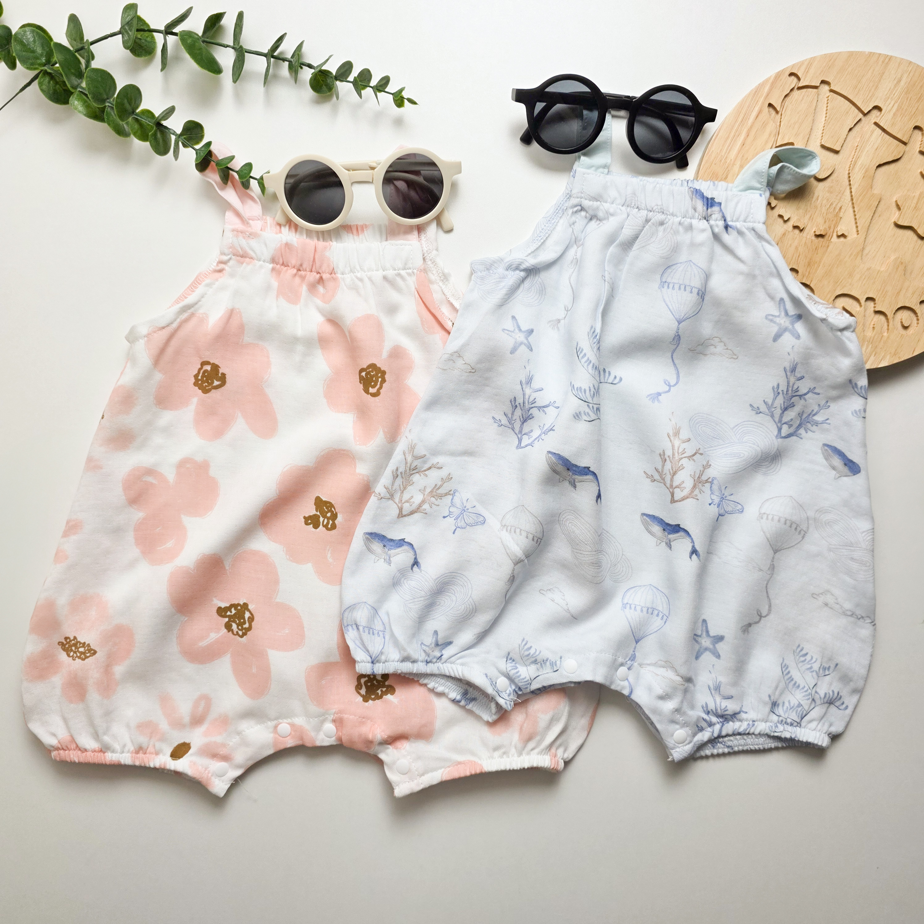 粉粉花花  麻紗背心包屁衣