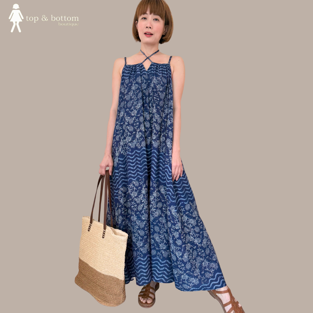 STRAP FLORAL PRINTED LONG DRESS