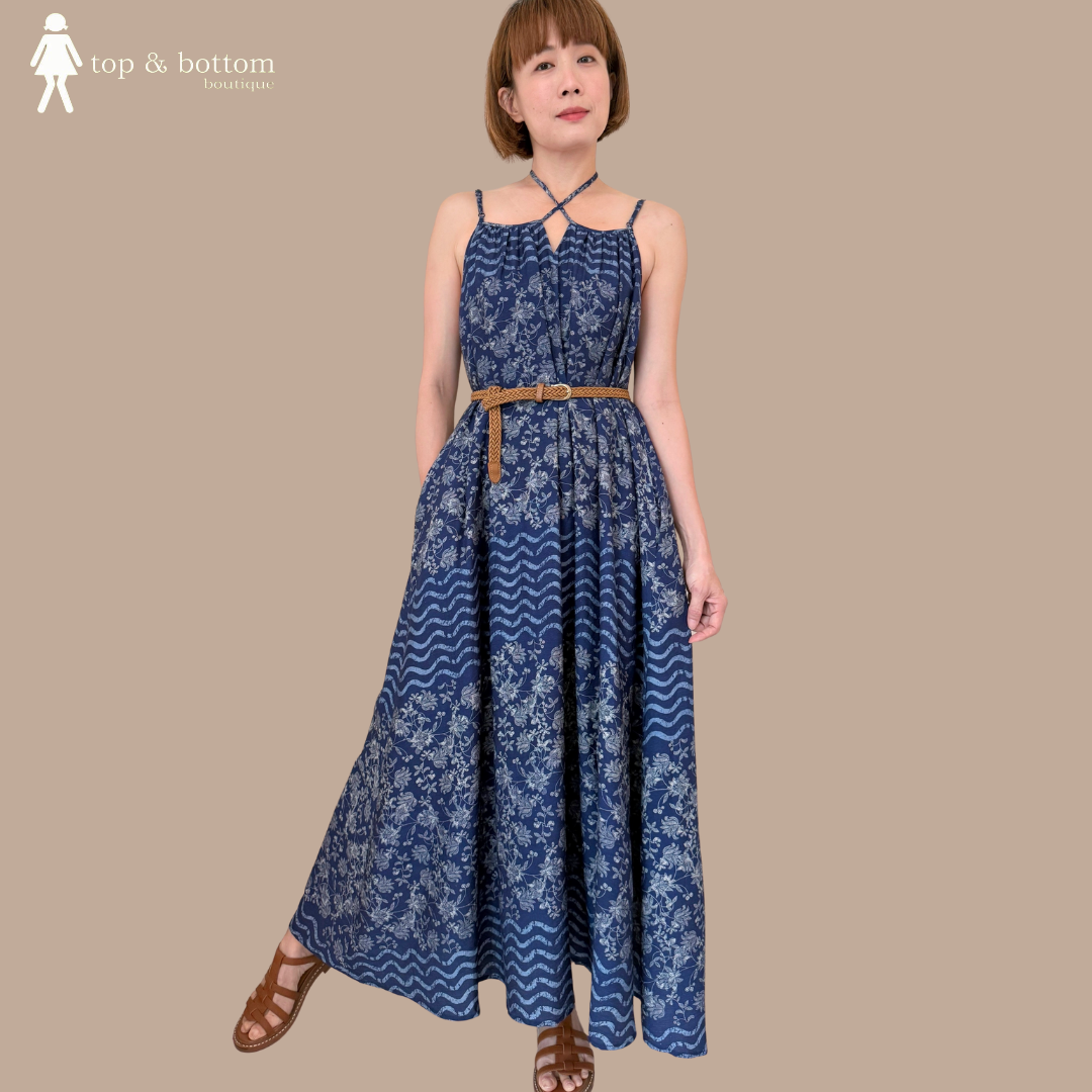 STRAP FLORAL PRINTED LONG DRESS