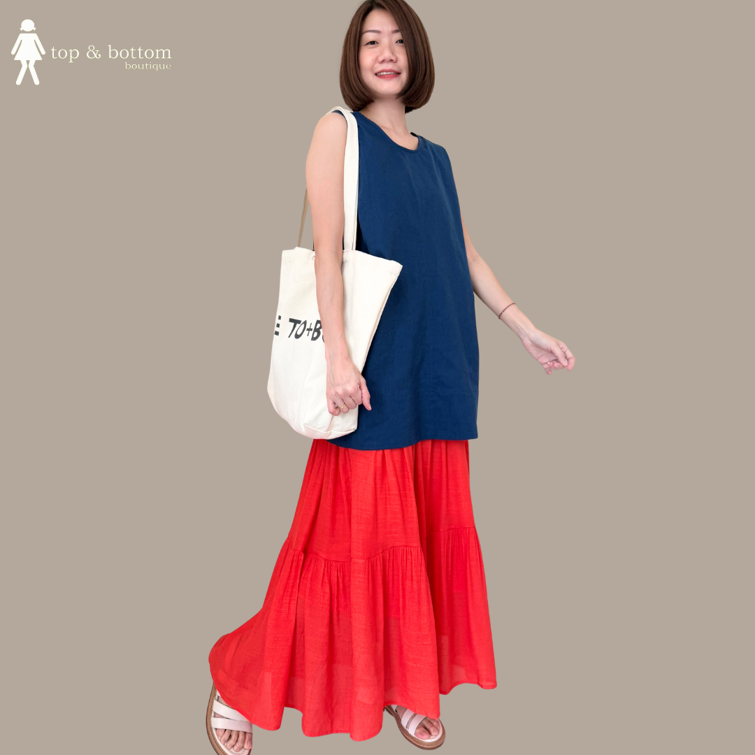 SOFT LINEN V BACK LONG BLOUSE