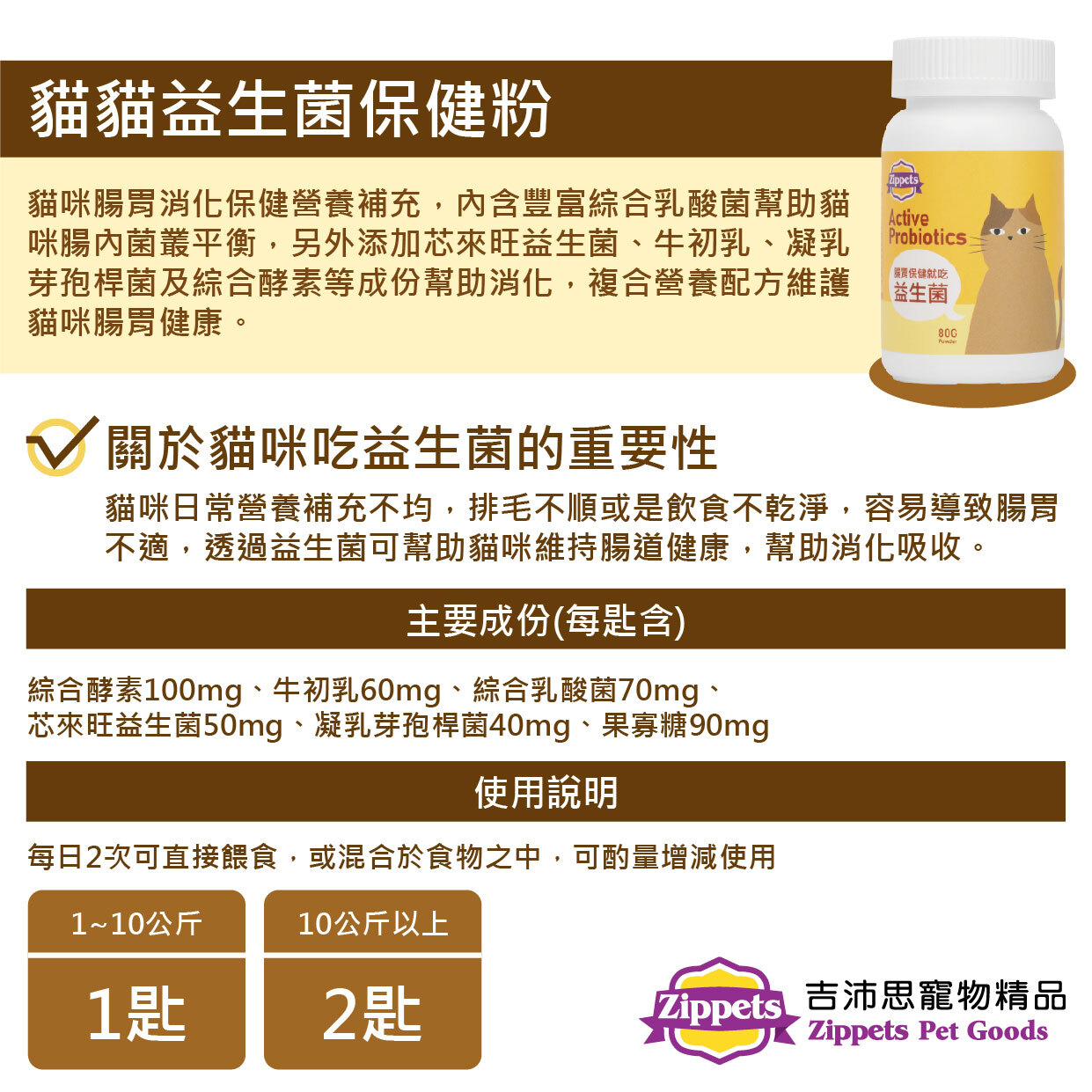 Zippets - Active Probiotics Supplement 80g