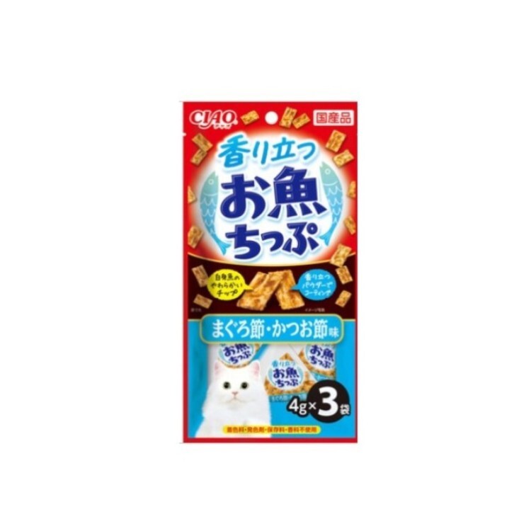 CIAO 貓用  吞拿魚· 鰹魚節夾心白身魚片 4g x 3袋