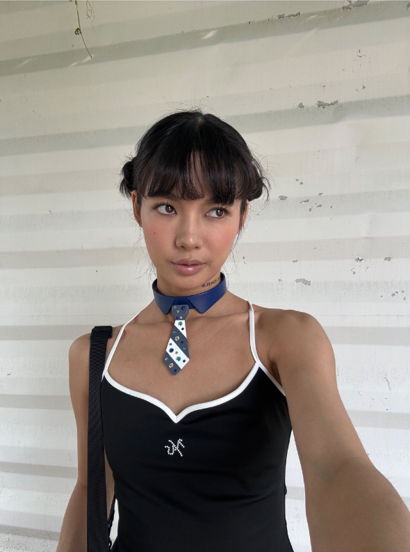 EMOSALAD 3D列印亮鑽領帶Choker 藍