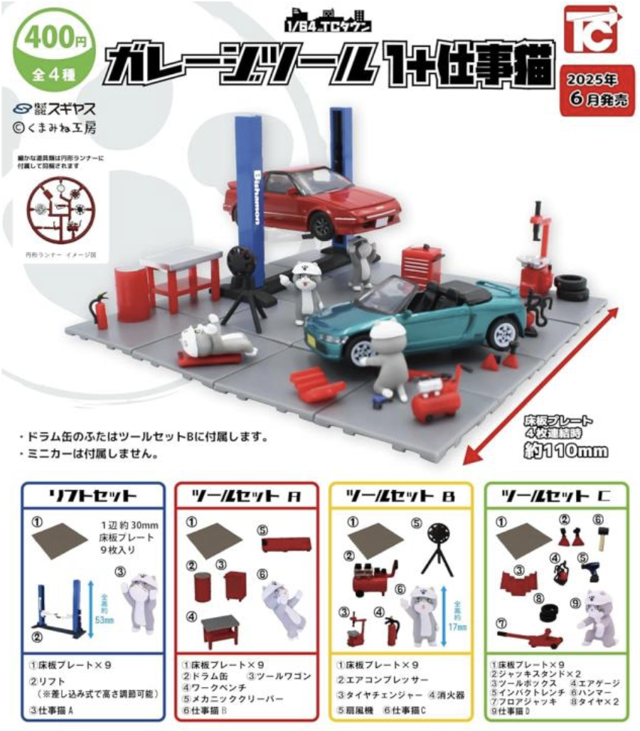 【現貨】仕事貓微型車庫扭蛋(全4種)