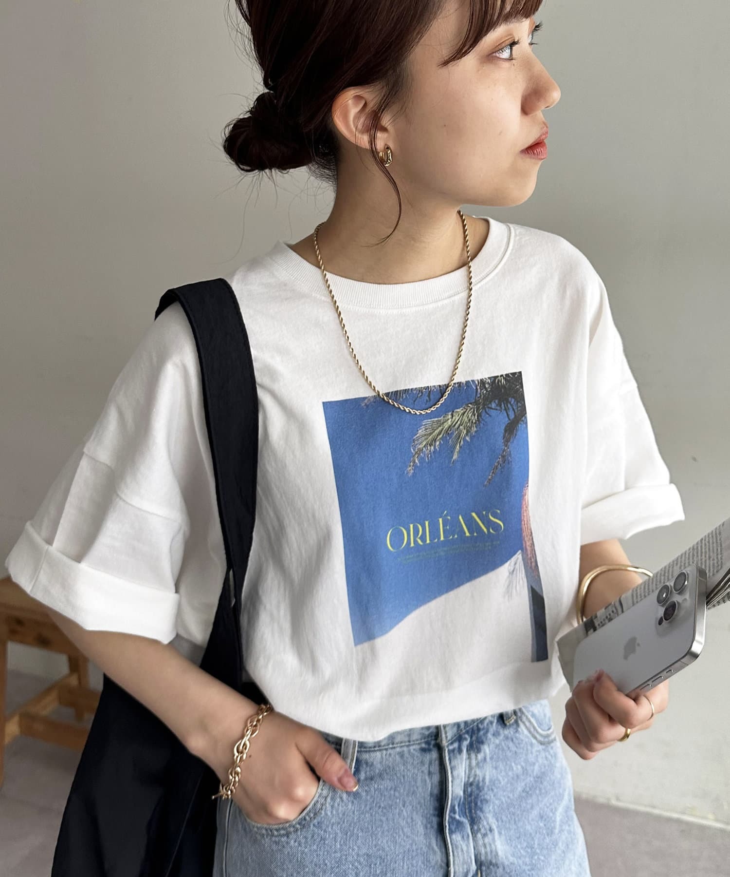 DISCOAT(ディスコート)  【ユニセックス】アソートフォトプリントビッグTシャツ《WEB限定》白X藍（DPZ2041306A0013）