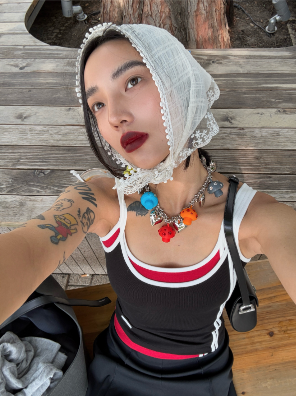 EMOSALAD 蘑菇亮鑽愛心手工製作項鍊