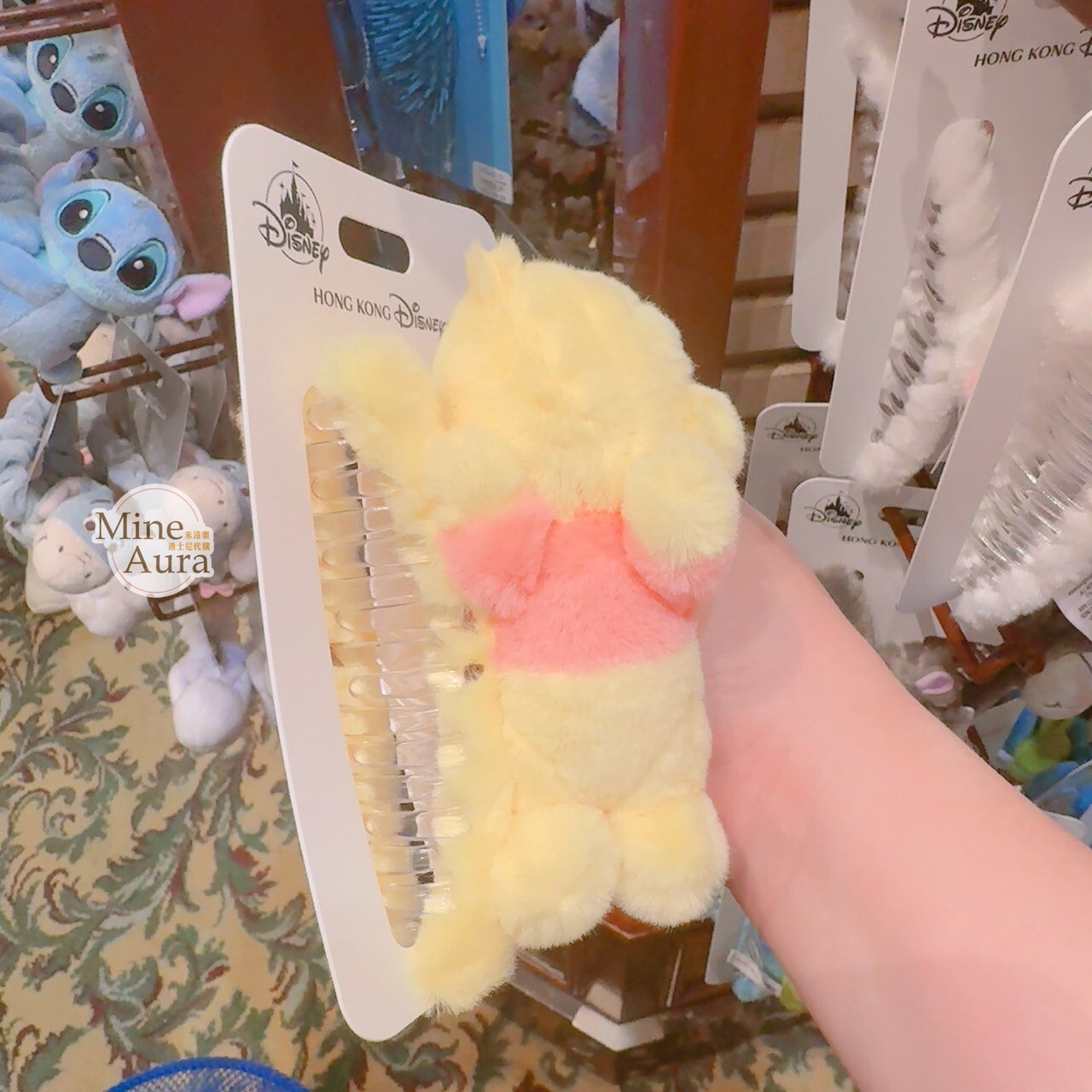 小熊維尼 Winnie the Pooh 造型 絨毛 髮夾 髮抓 鯊魚夾 -香港迪士尼樂園