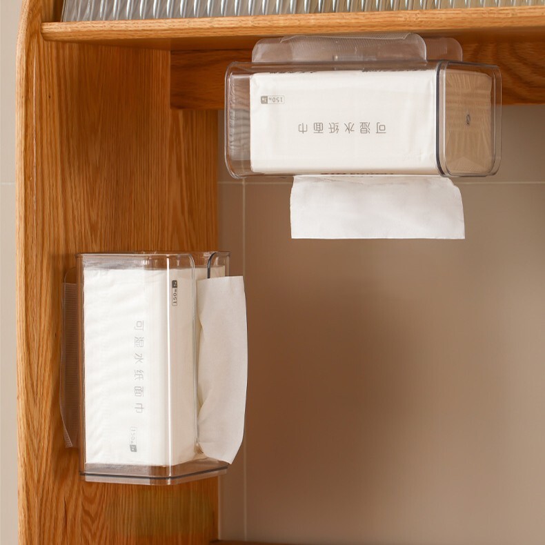《6072》壁掛吸盤式透明紙巾盒