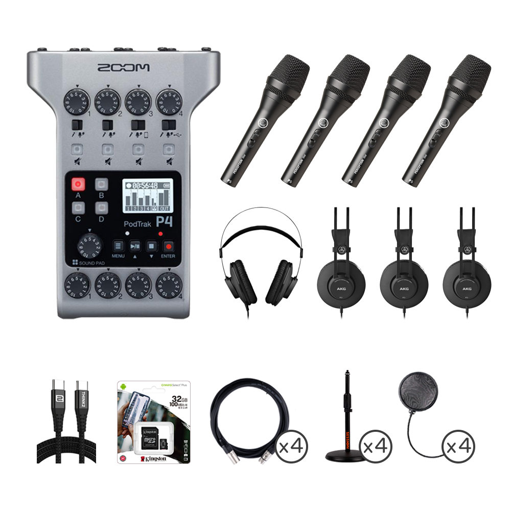 ZOOM PodTrak P4 & P5s 專業Podcast套組 四人