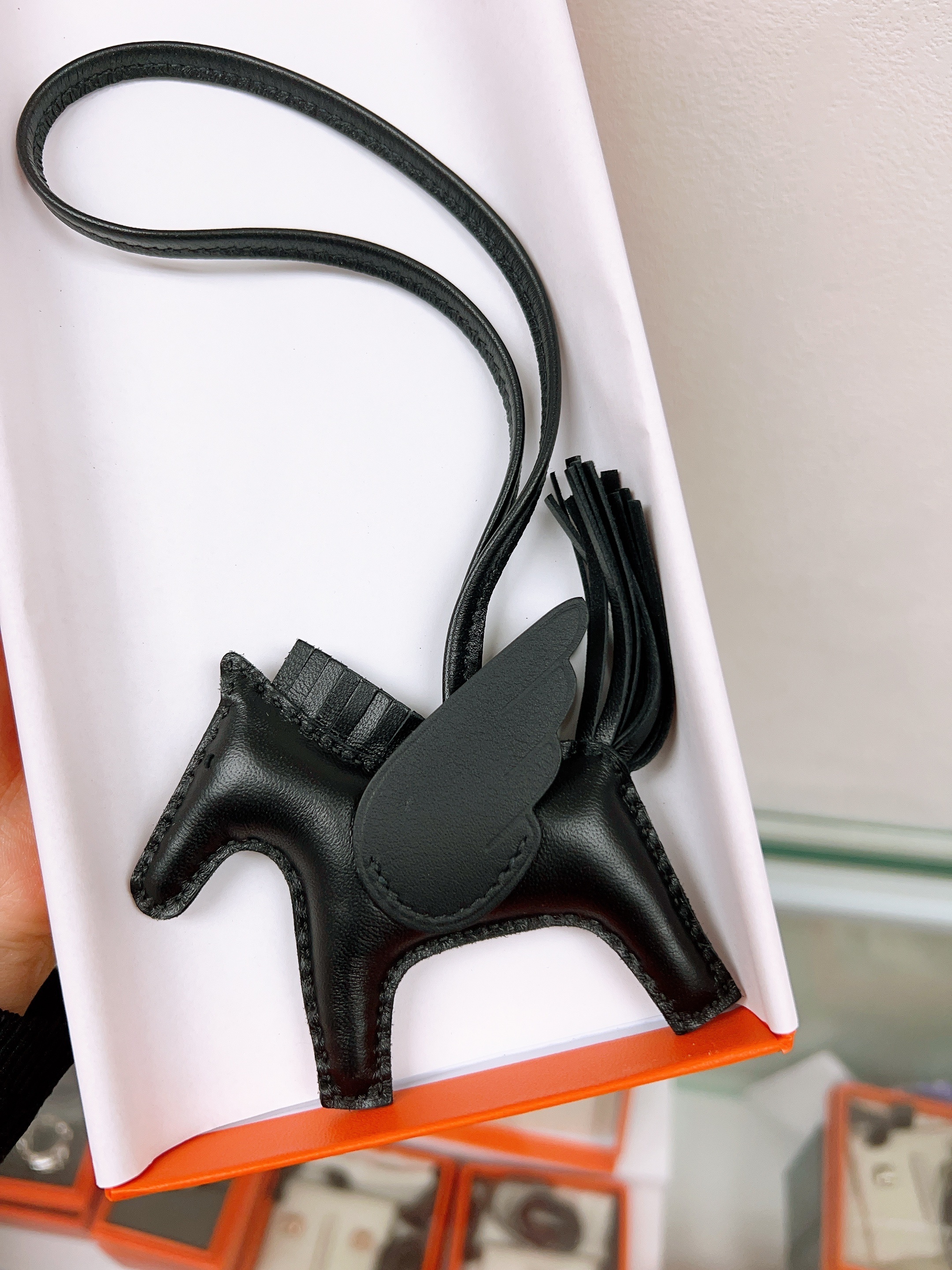 *Unused* Hermes rodeo pegase pm charm (so black/ stamp K)