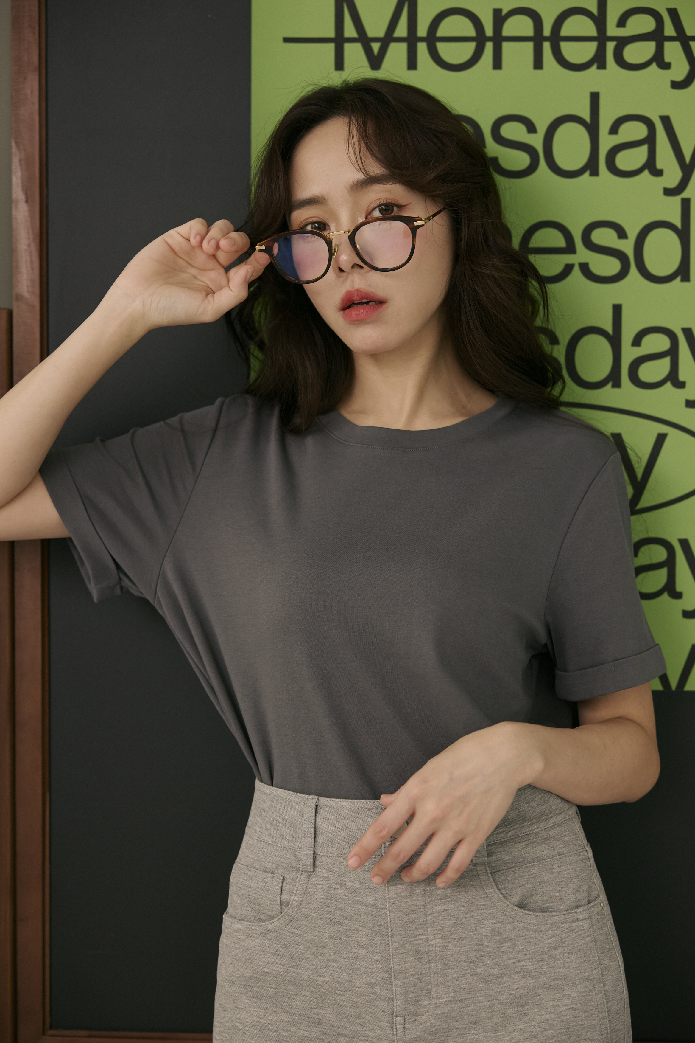 Black Label-精梳棉日常T-炭灰