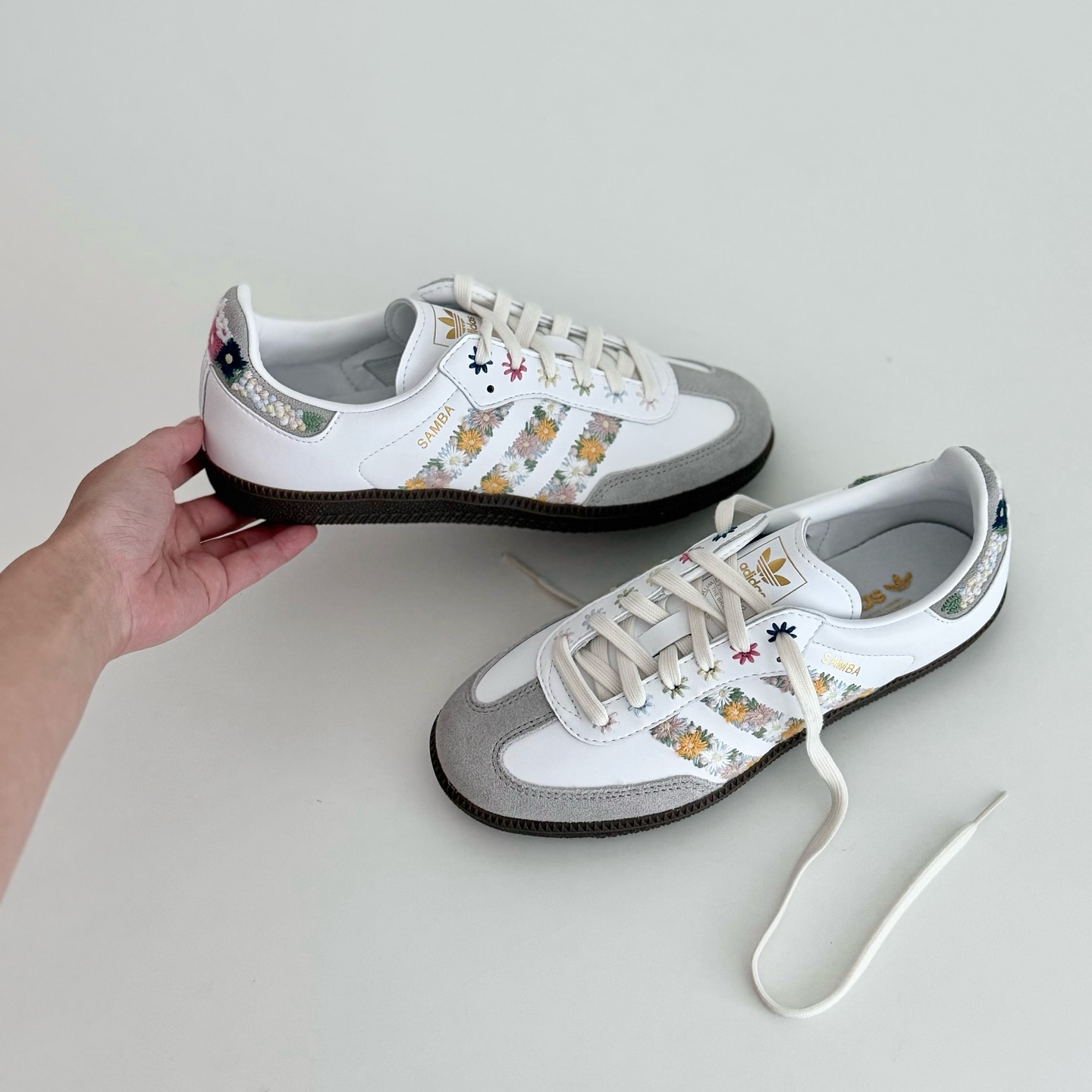 Juice x Adidas Originals Samba OG Flower 花卉 刺繡 清新 小香 白色 復古鞋 HQ5155