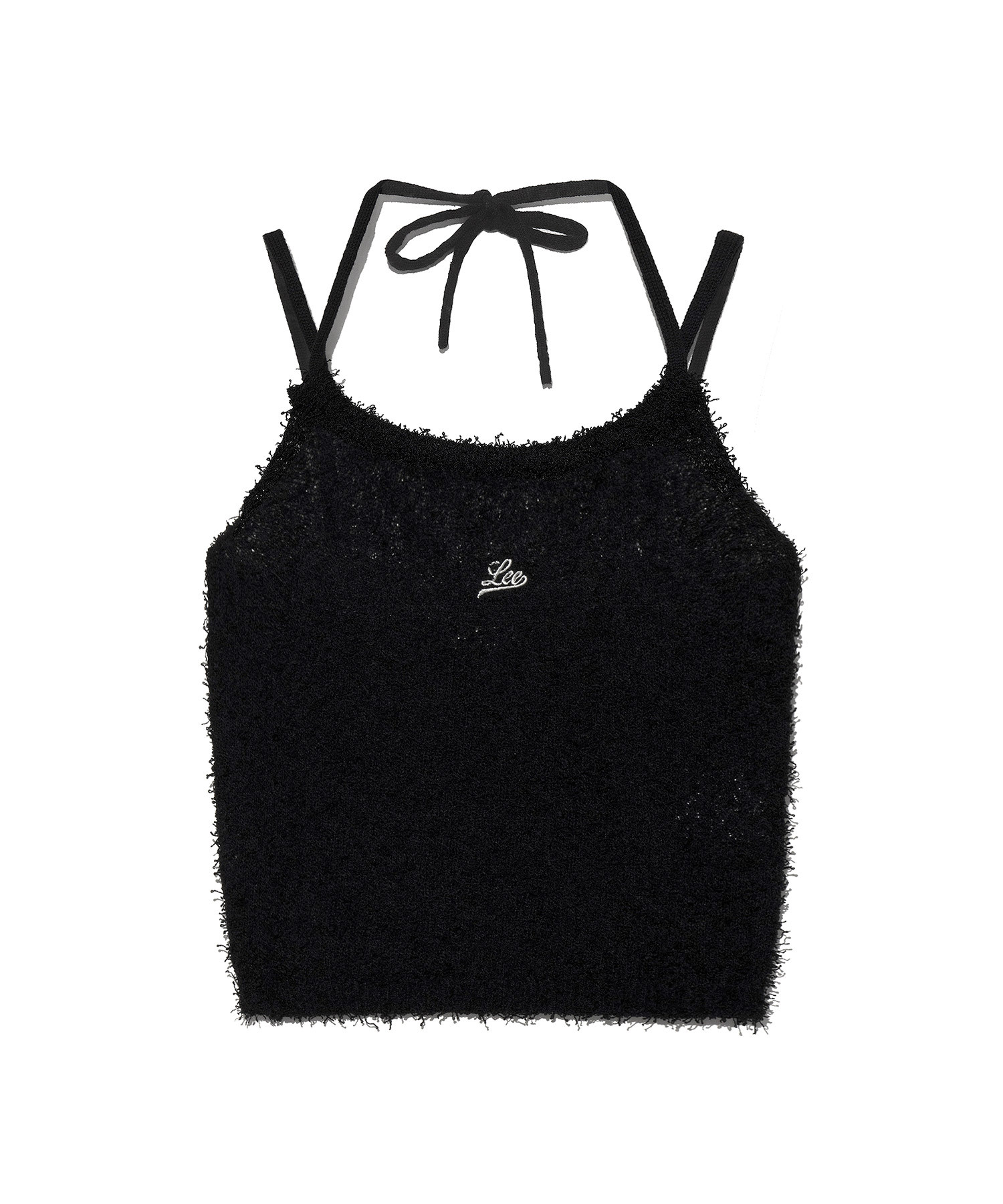 【預購】Lee 螺紋針織掛脖無袖背心 黑
