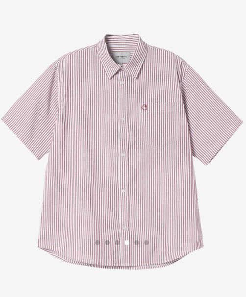 CarharttWip  S/S PHELPS 短袖襯衫 淺粉條紋色   JUN25