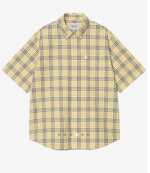 CarharttWip  S/S NIVEN 襯衫 NIVEN 格紋， 黃色   JUN25