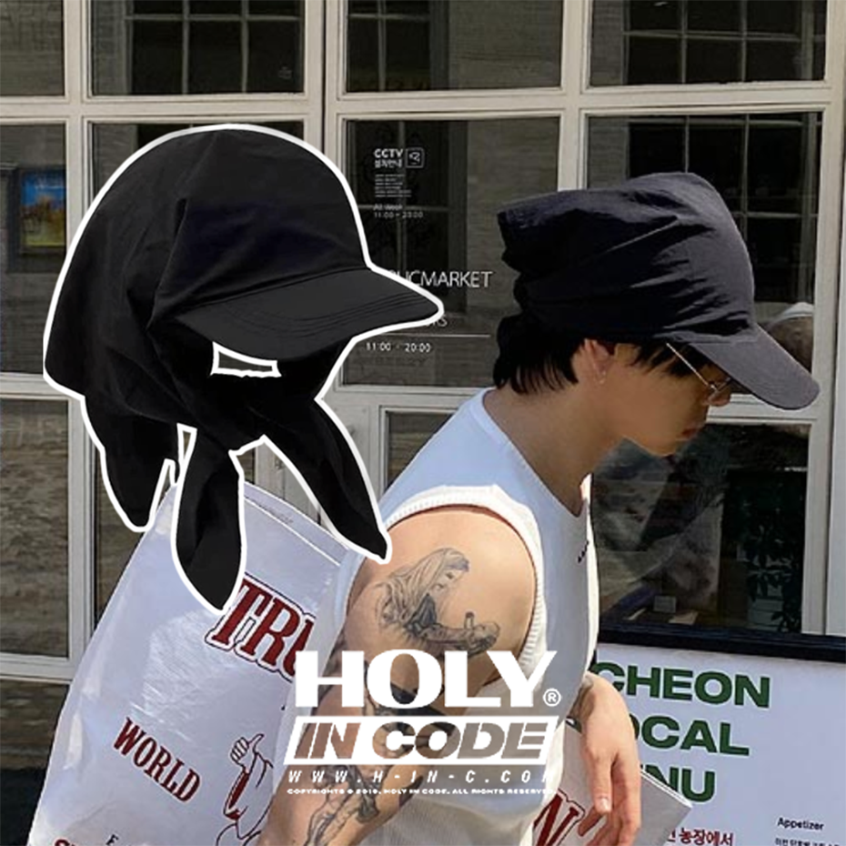 韓國 HOLY IN CODE 綁帶尼龍鴨舌帽 綁巾 小偷 棒球帽 忍者 帽子 老帽