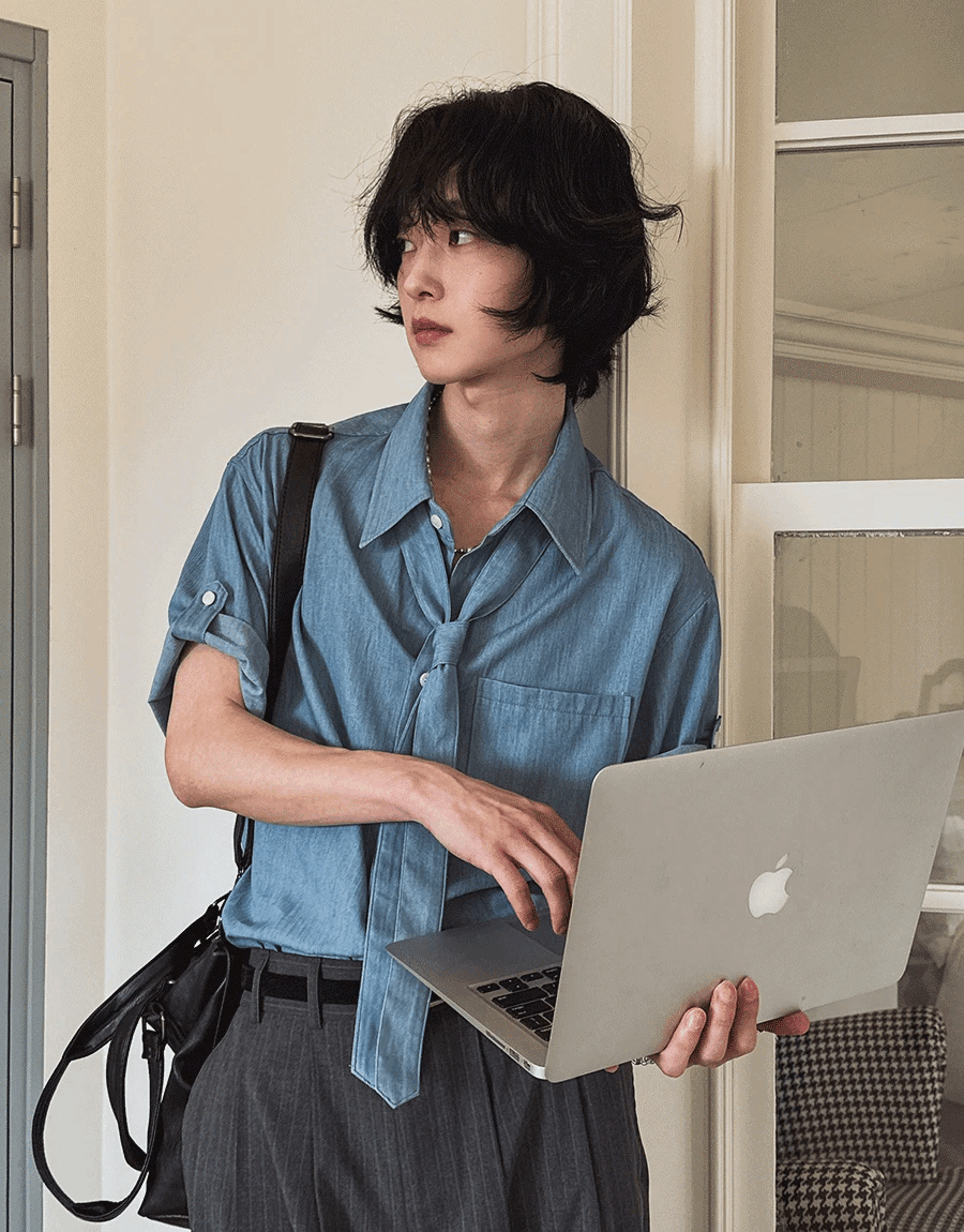 哈奇領結短袖襯衫