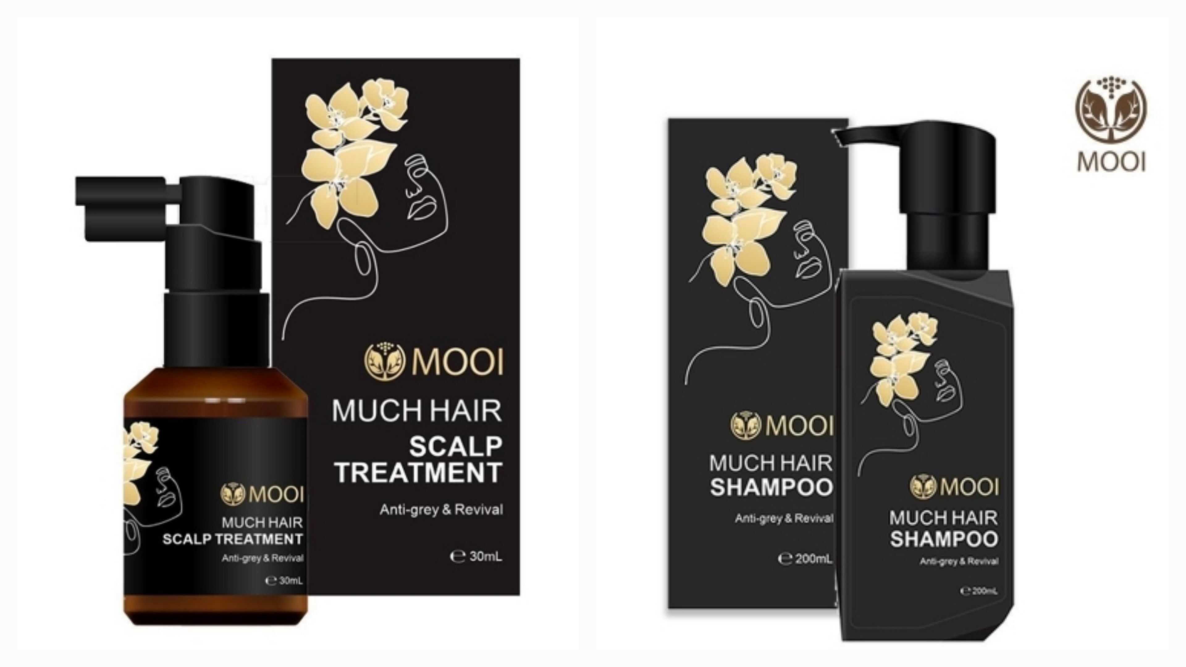 Tw5505  MOOI 密髮森洗髮露200ML + 密髮森養髮液30ML套裝 *孕婦都可用的生髮唤黑 *