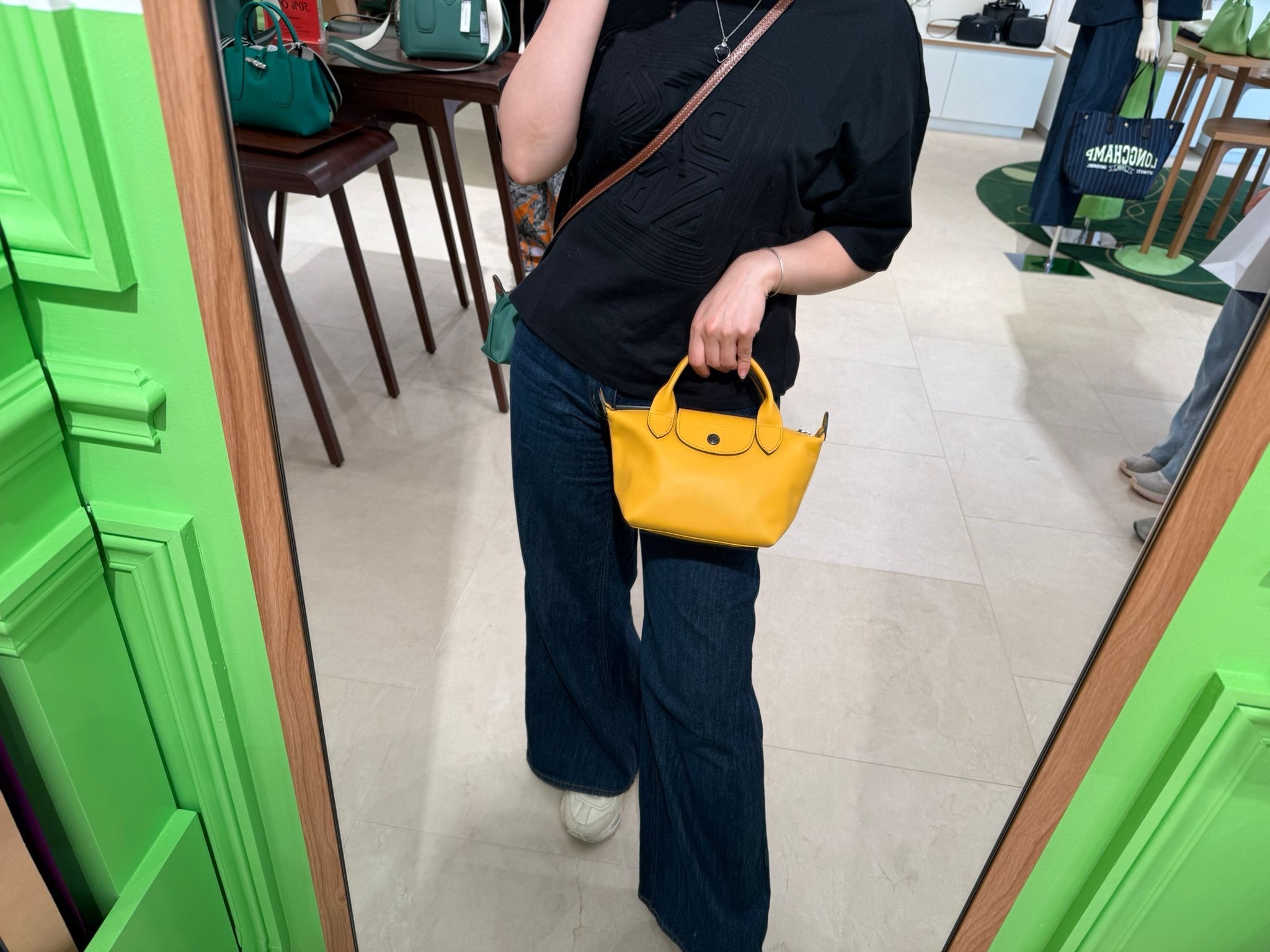 Longchamp Leather Mini tote bag Mango yellow L1500