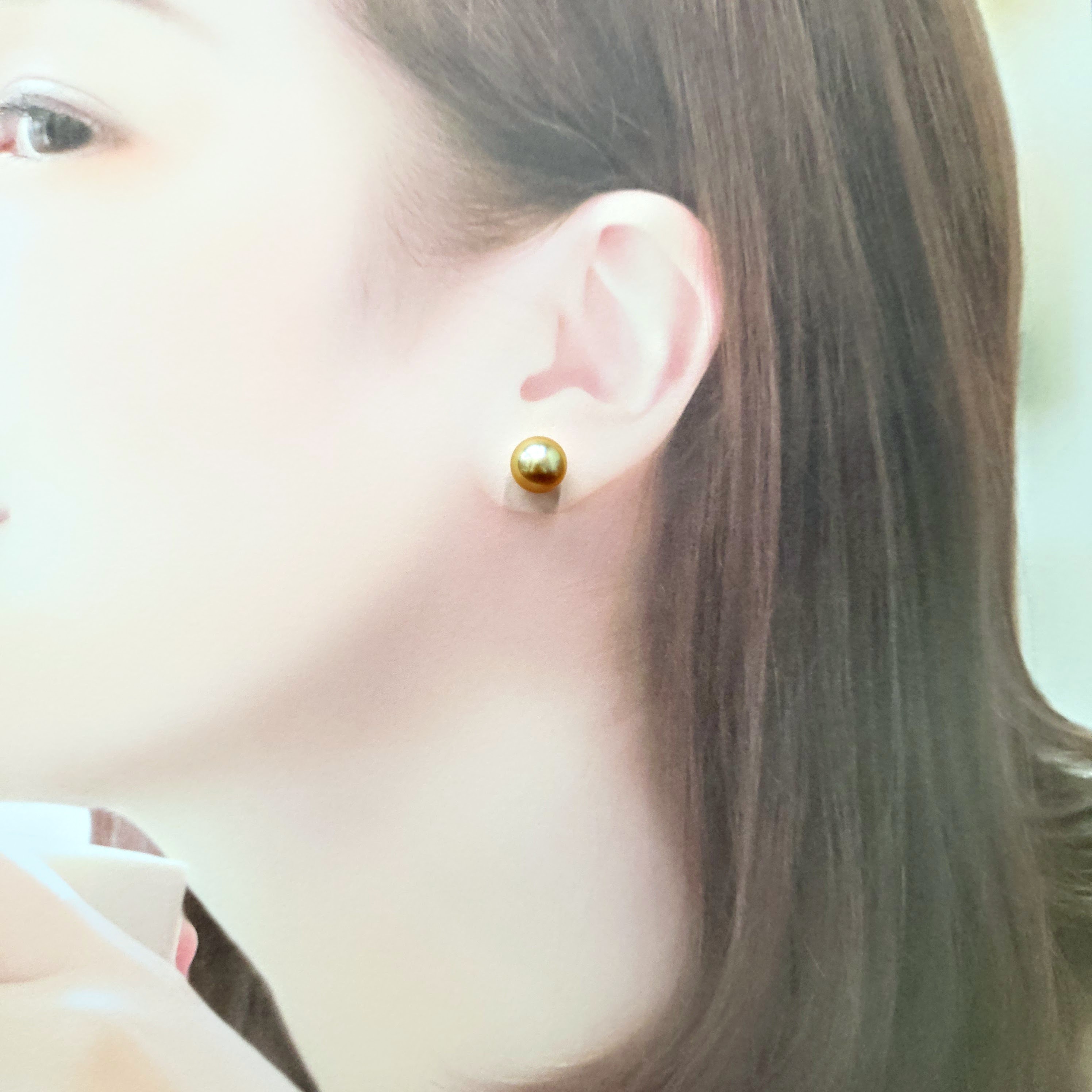 全新18K白金黃金珍珠耳環