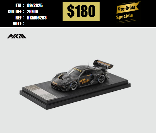 PO-$180 * HKM * 1:64 PORSCHE 911 (992) GT3 R RENNSPORT CARBON BLACK SKYE [OD26/06]