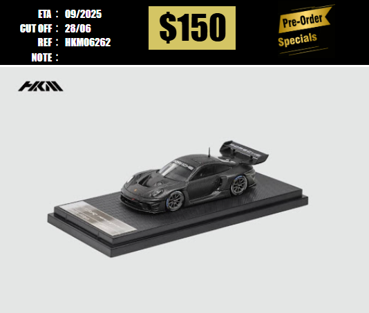 PO-$150 * HKM * 1:64 PORSCHE 911 (992) GT3 R RENNSPORT CARBON BLACK [OD26/06]