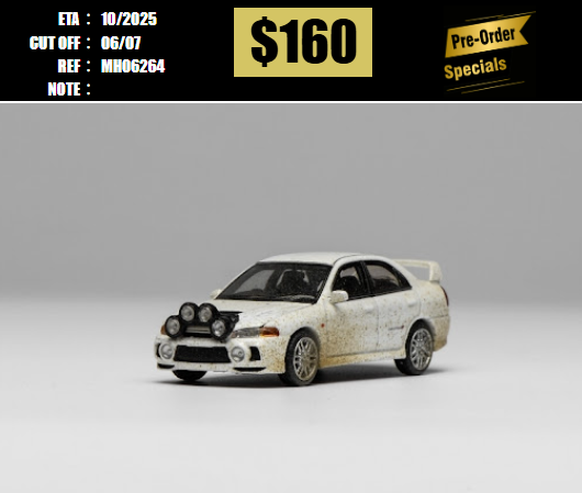 PO-$160 * MOTORHELIX * 1:64 MITSUBISHI LANCER EVOLUTION IV WHITE RALLY [OD26/06]