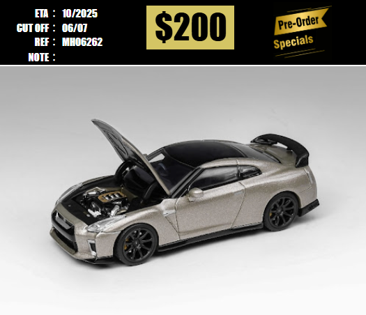 PO-$200 * MOTORHELIX * 1:64 NISSAN GT-R R35 TRACK EDITION ENGINEERED NISMO T-SPEC JADE [OD26/06]