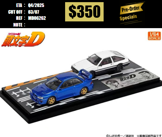 PO-$350 * MODELER'S * 1:64 INITIAL D SET (AE85 + GC8) [OD26/06]