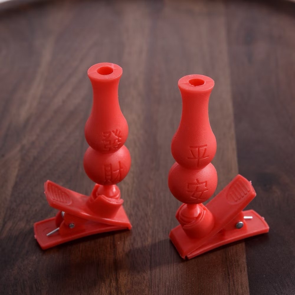 草屯院|插香神器-紅色葫蘆夾式蠟燭座(6入)