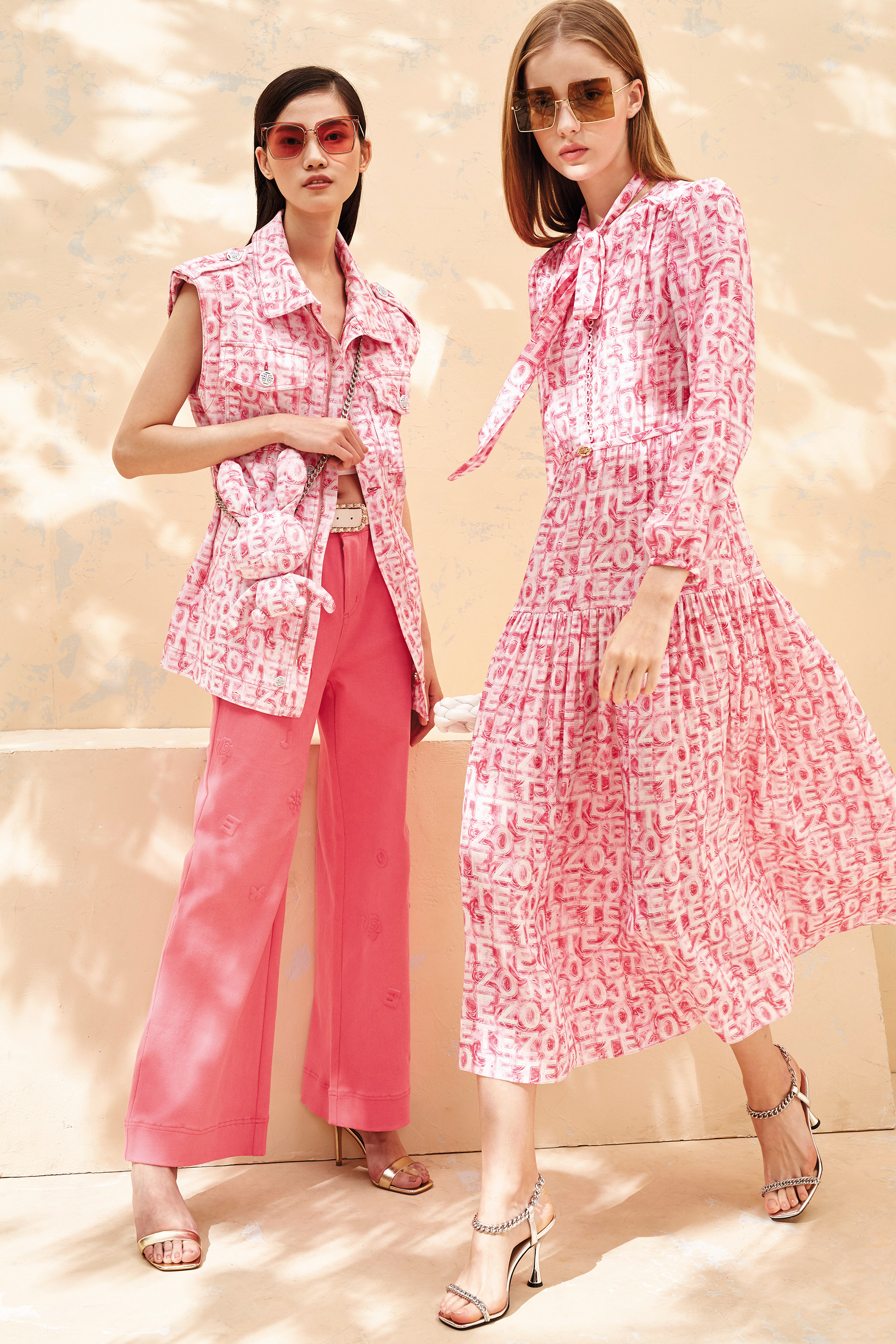 BB1EB018E1  夢幻島嶼玫瑰logo強捻真絲洋裝 (附本布腰帶 / 官網限定)