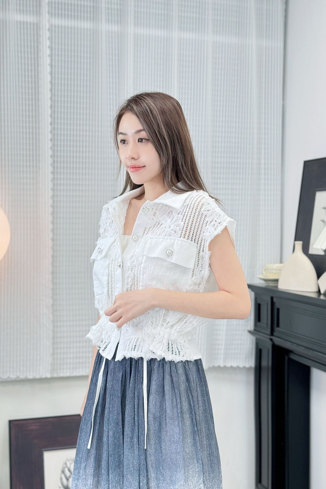 TOP#7480🤍通花剪紙背心