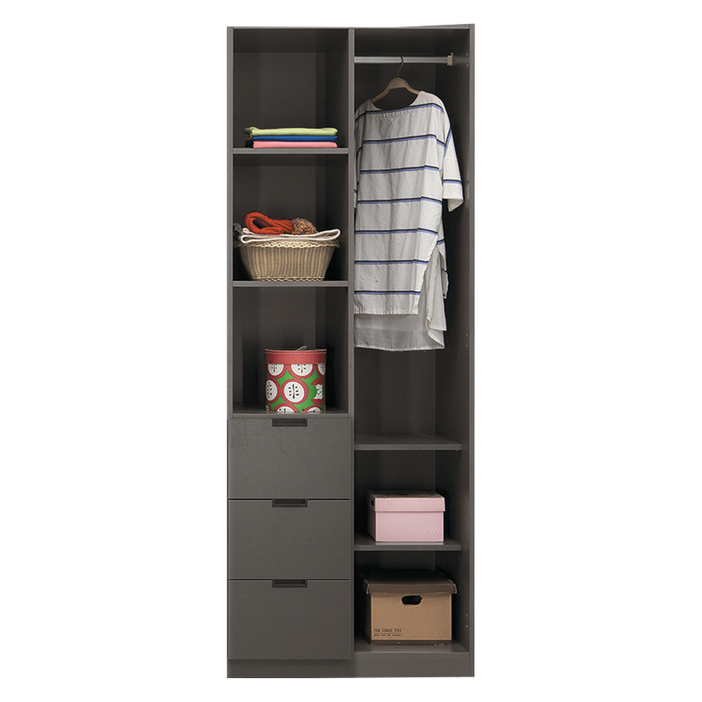 尼亞德2.5尺單門三抽三格衣櫃(單吊桿)