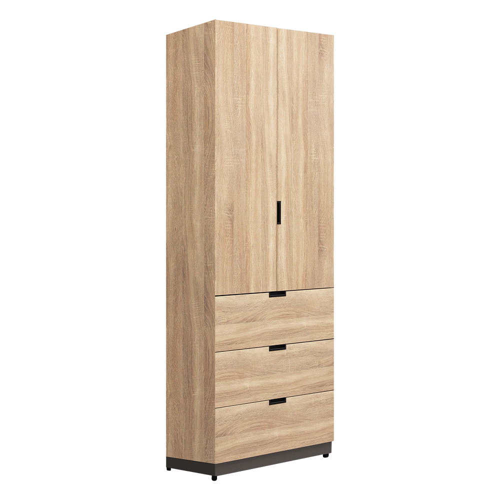 尼亞德2.5尺二門三抽衣櫃(單吊桿)