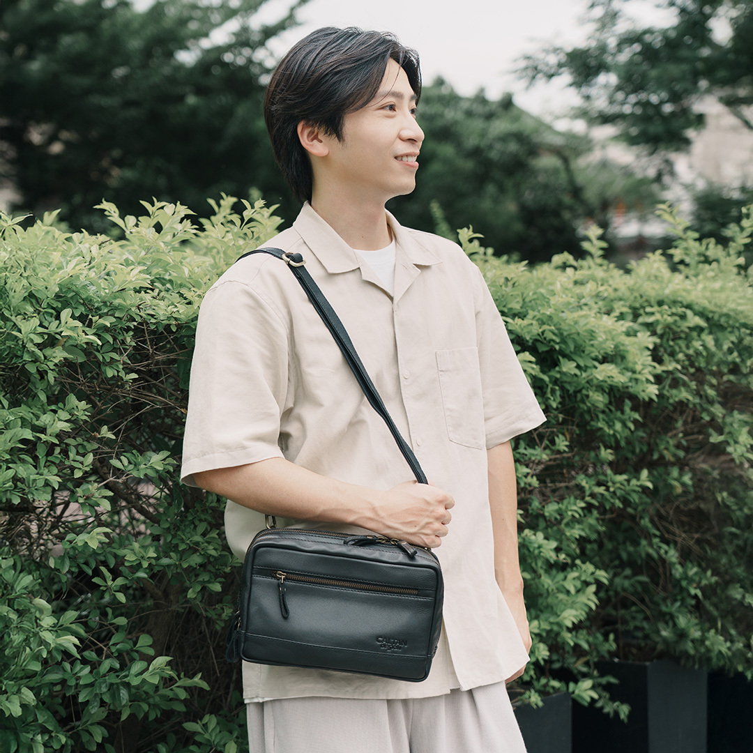 多功能單肩/斜背/手拿三用拉鍊真皮包-四色(5456)