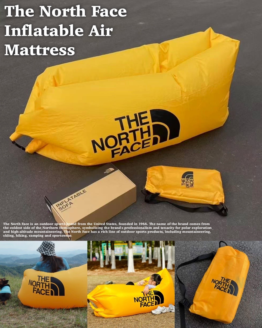 #現貨 THE NORTH FACE 充氣 可收納 氣墊床 氣墊椅 黃色