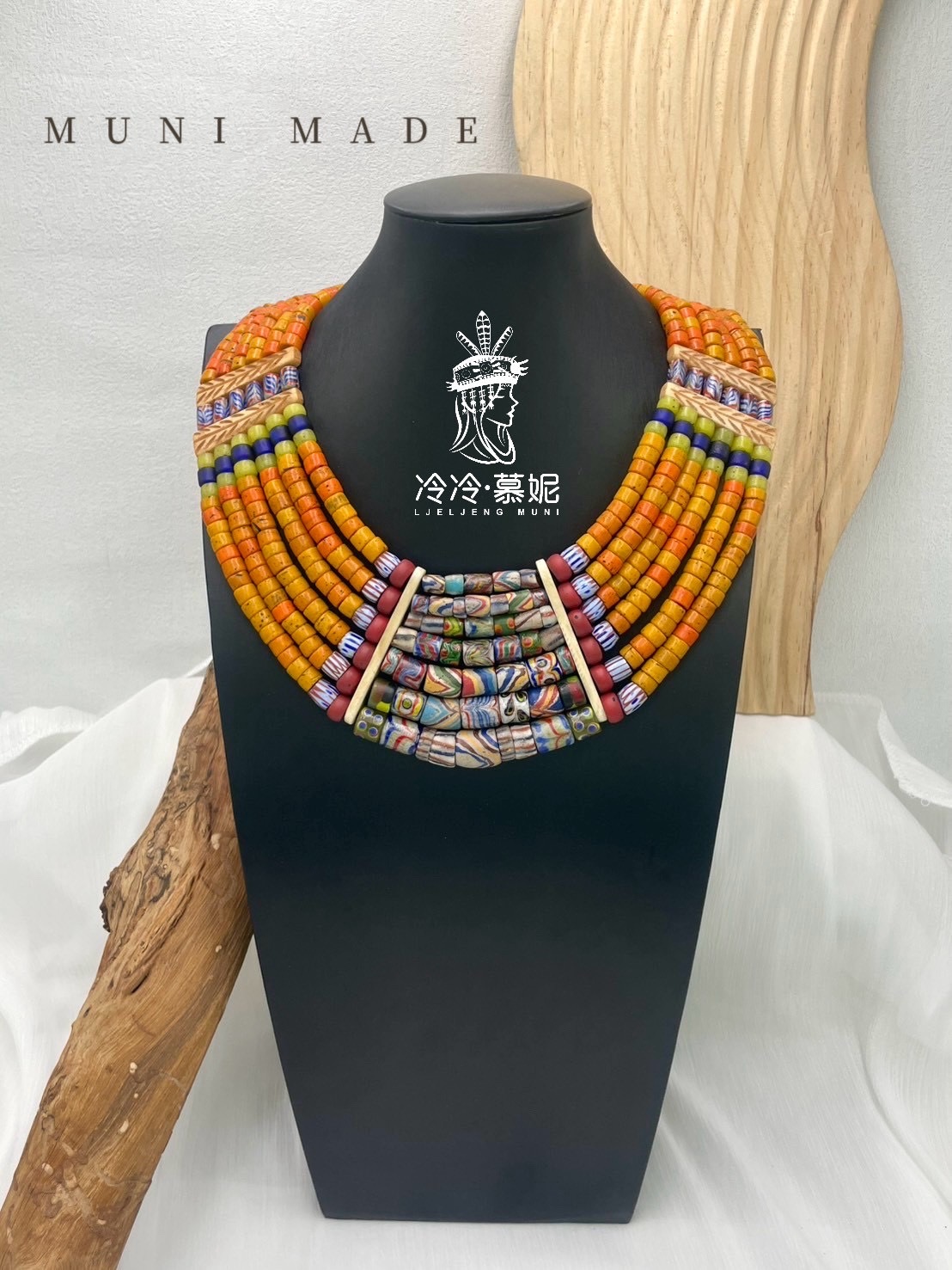 M-No.43傳統花珠複串短鍊52cm