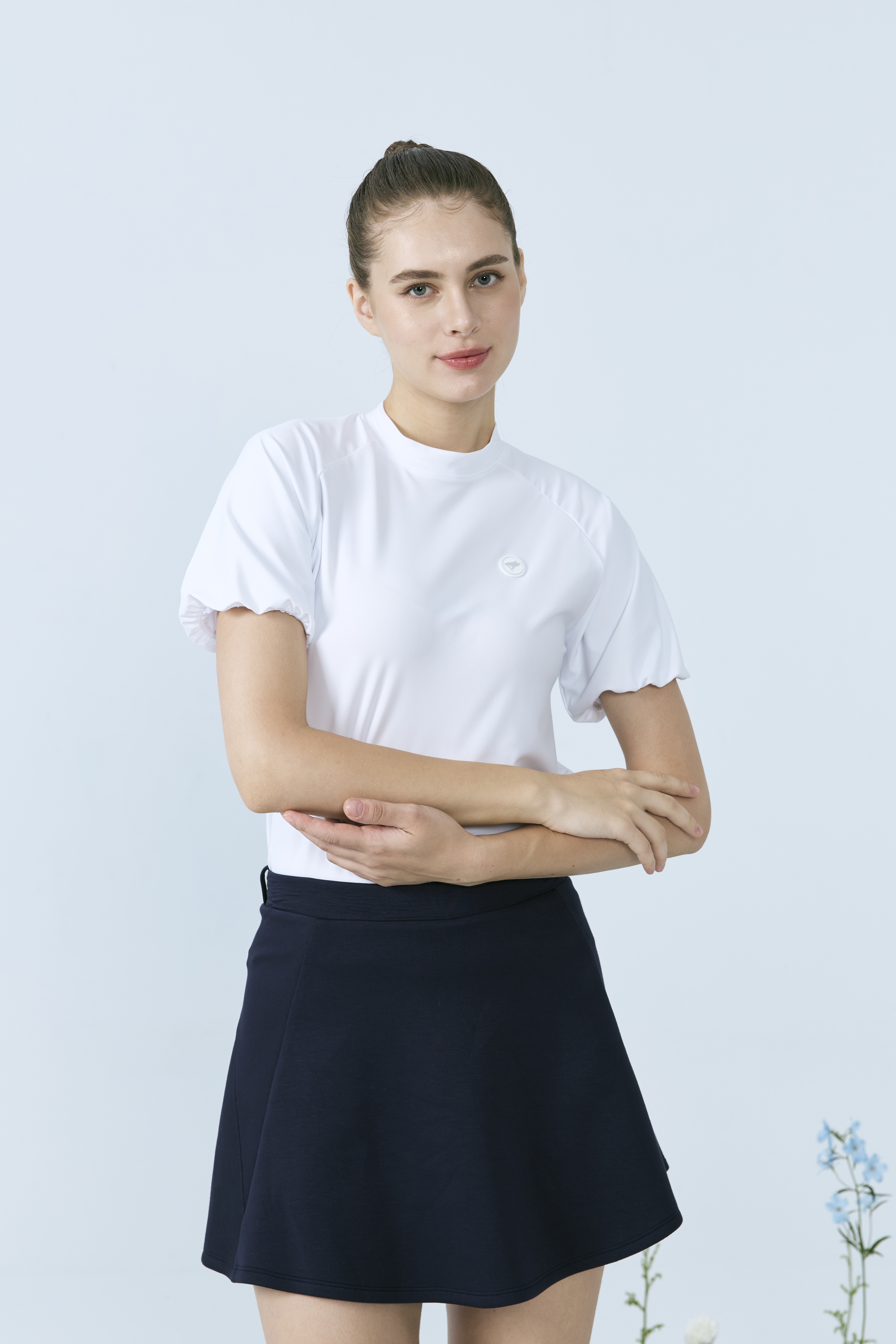 法式花苞袖女衫-純淨白