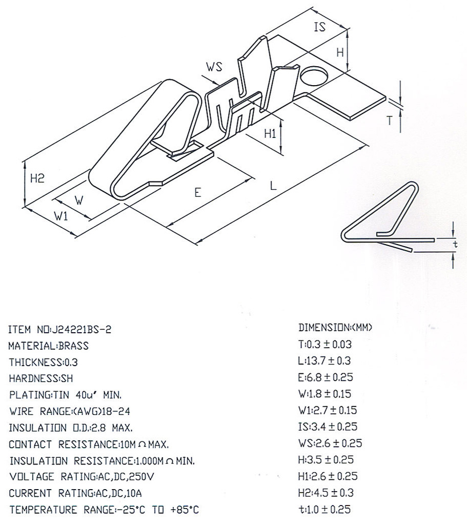 J24221BS-2,金屬端子,尺寸規格