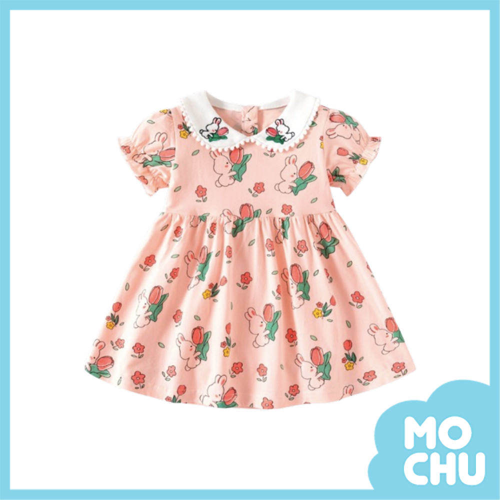 玫瑰兔短袖公主裙