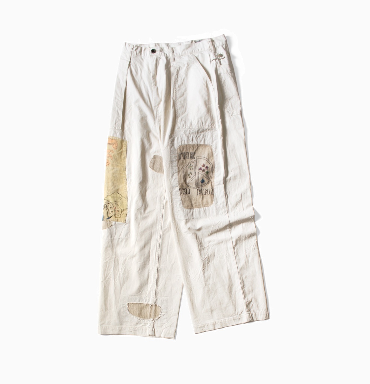 9/20 RE-STOCK: KAPITAL MURA TWILL FATIGUE BAGGY PANTS (Rush Week Remake) - IVORY PRE ORDER ITEM (預訂中)