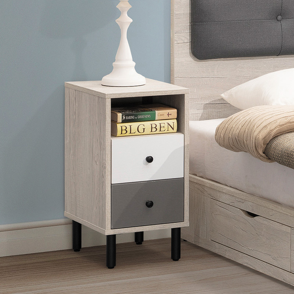 利奇1尺淺橡色床頭櫃/二抽收納櫃/置物小邊櫃/小茶几