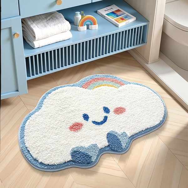 彩虹雲朵朵植絨踏墊