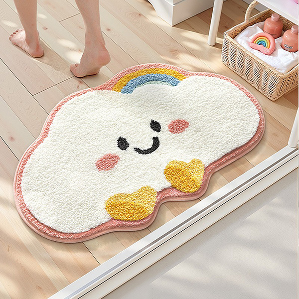 彩虹雲朵朵植絨踏墊